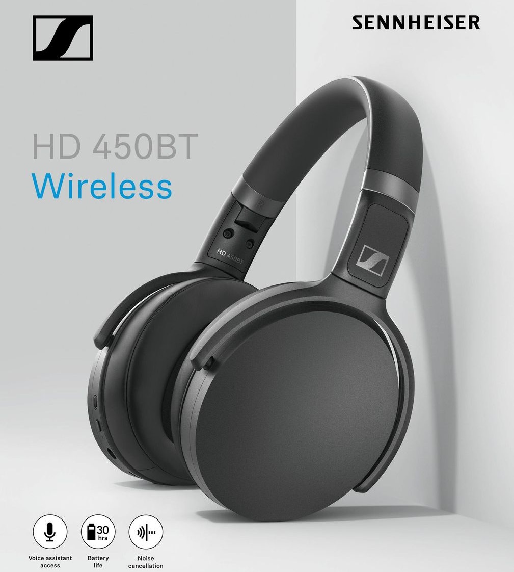 Sennheiser HD 450BT Wireless Over-Ear Headphone (Black)